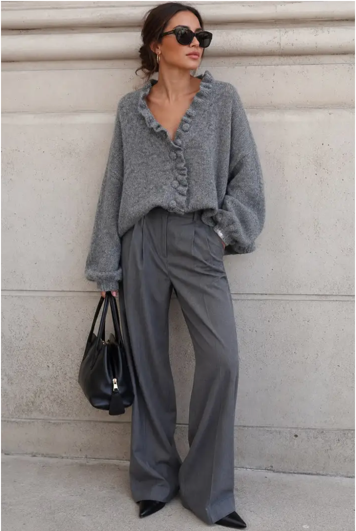 EMMY - Knit Cardigan - Dark Grey