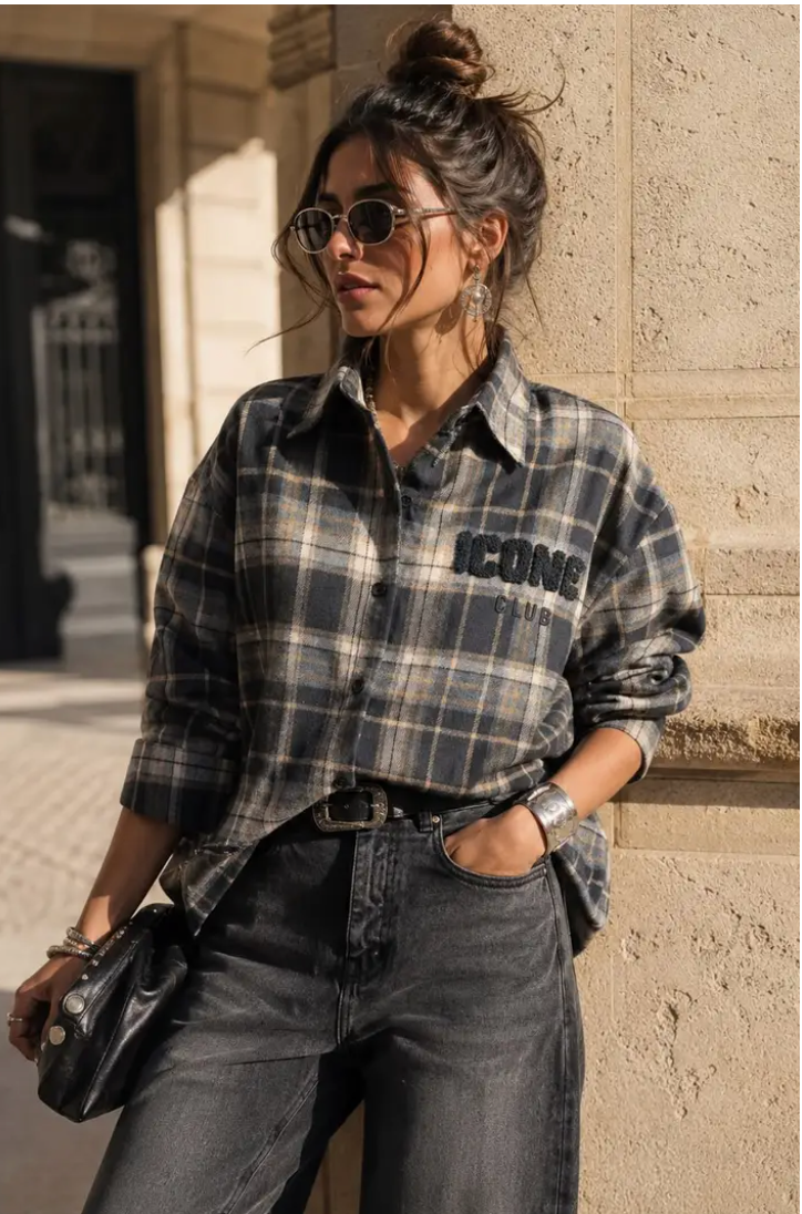 ICONIC CLUB - Flanell Shirt - Black