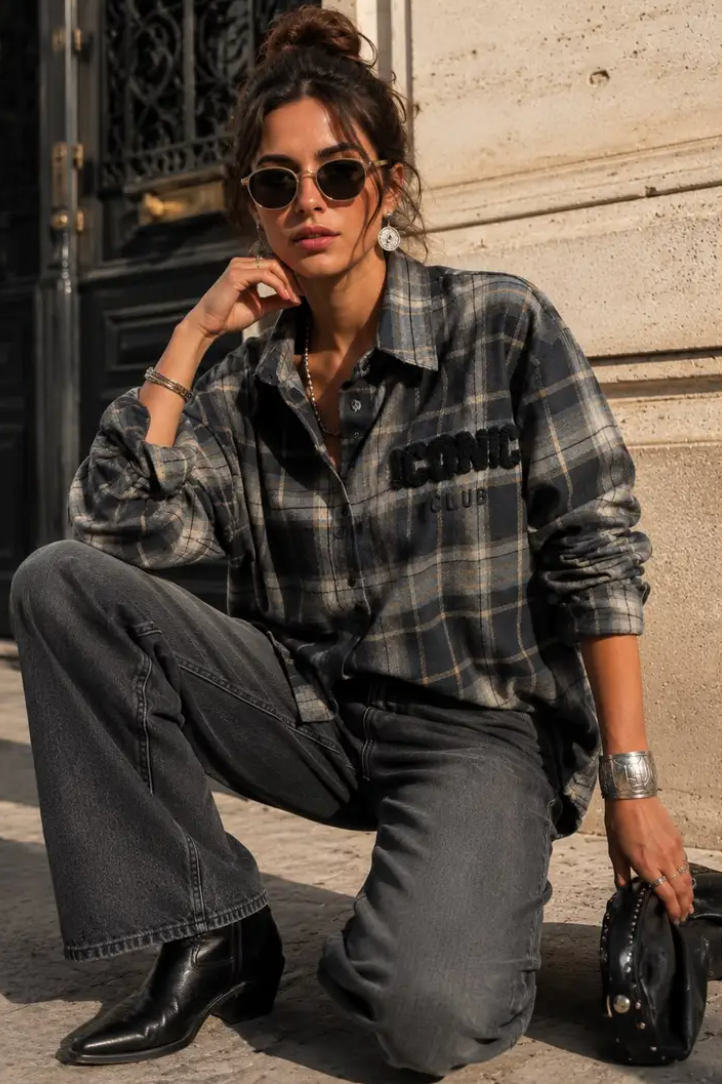 ICONIC CLUB - Flanell Shirt - Black