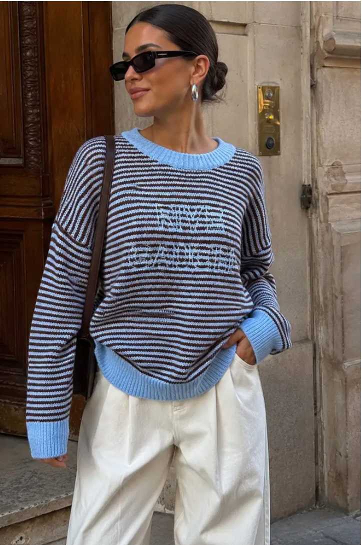 RIVE - Oversized Sweater - Brown/Blue