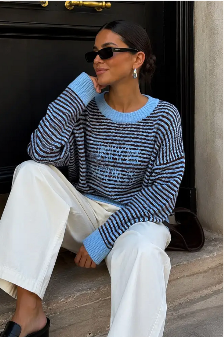 RIVE - Oversized Sweater - Brown/Blue