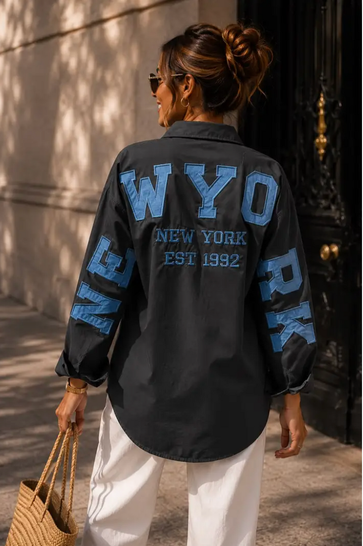 NEW YORK - Shirt w Back Print - Black