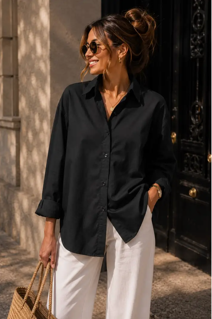 NEW YORK - Shirt w Back Print - Black