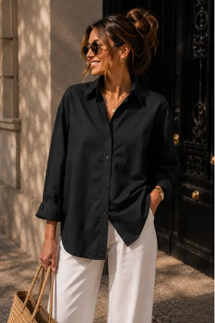 NEW YORK - Shirt w Back Print - Black