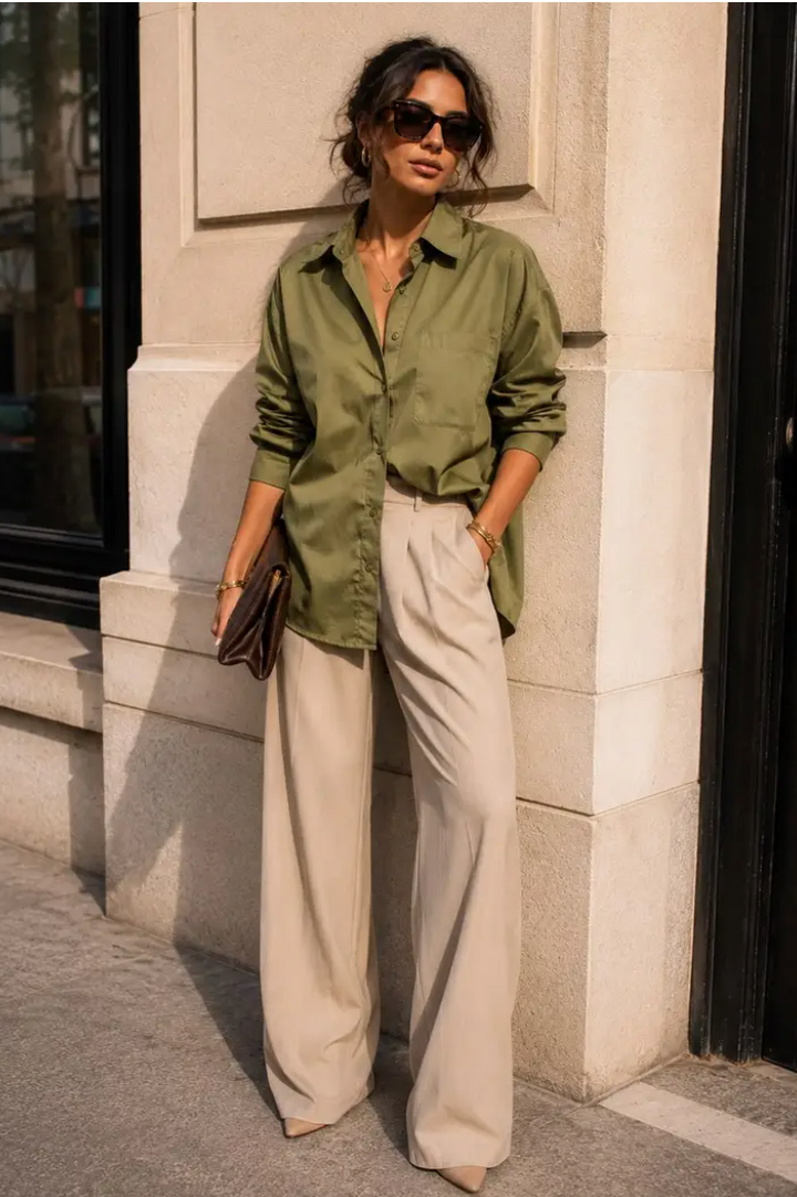 ESTRID - Oversized Shirt - Army