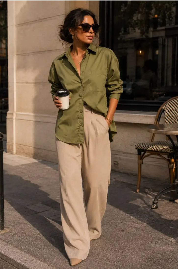 ESTRID - Oversized Shirt - Army