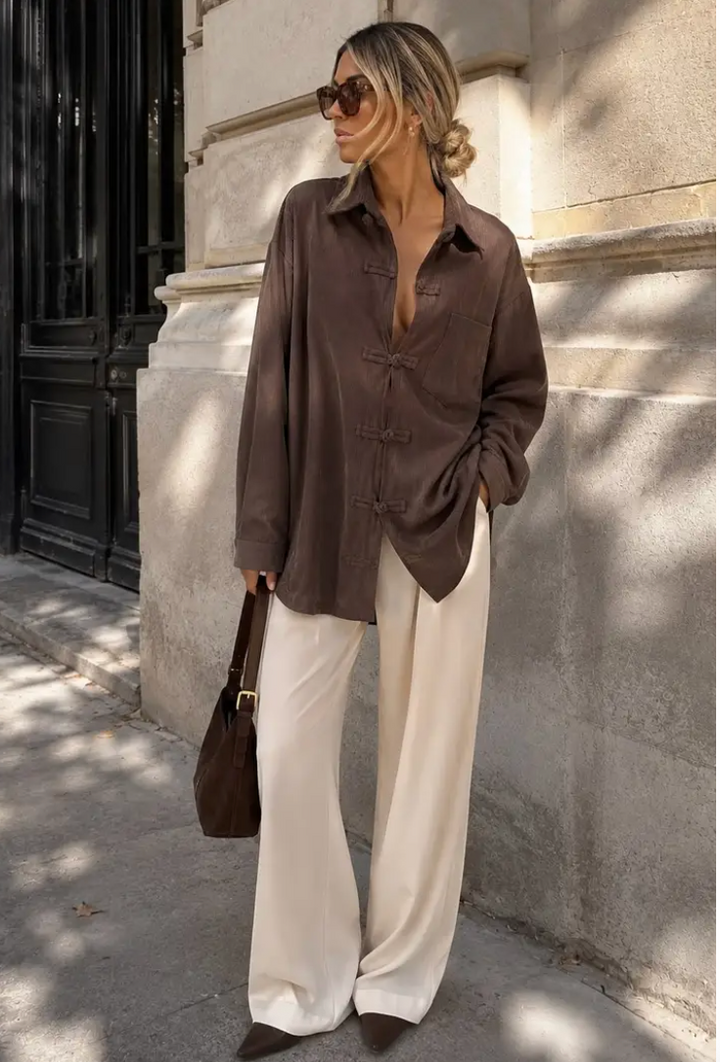 SAKURA - Oversized Manchester Shirt - Brown