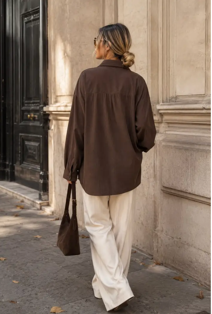 SAKURA - Oversized Manchester Shirt - Brown