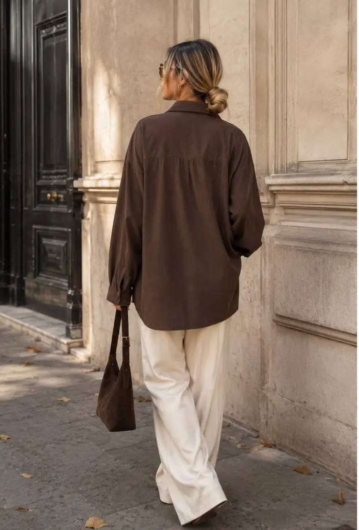 SAKURA - Oversized Manchester Shirt - Brown