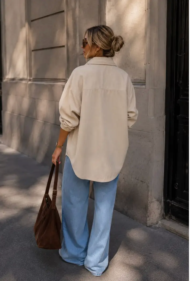 SAKURA - Oversized Manchester Shirt - Beige