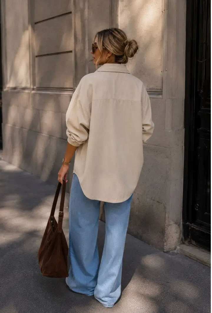 SAKURA - Oversized Manchester Shirt - Beige