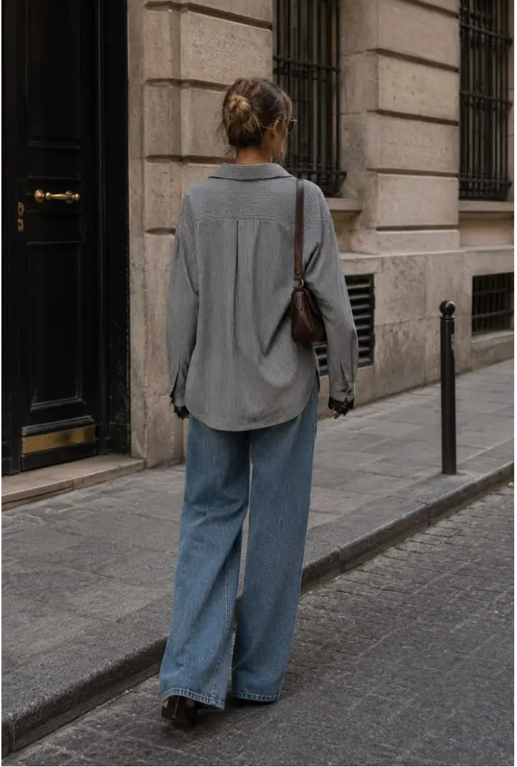 LEVI - Oversized Striped Shirt - Black