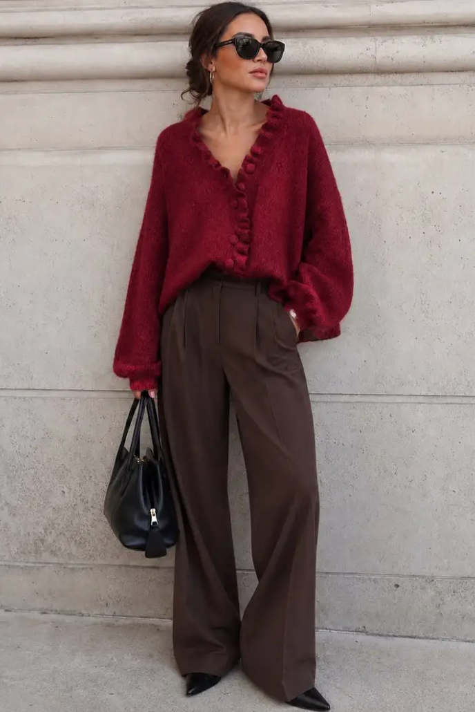 EMMY - Knit Cardigan - Wine
