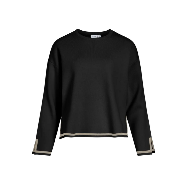 SWAY - Contrast Knit Top - Svart