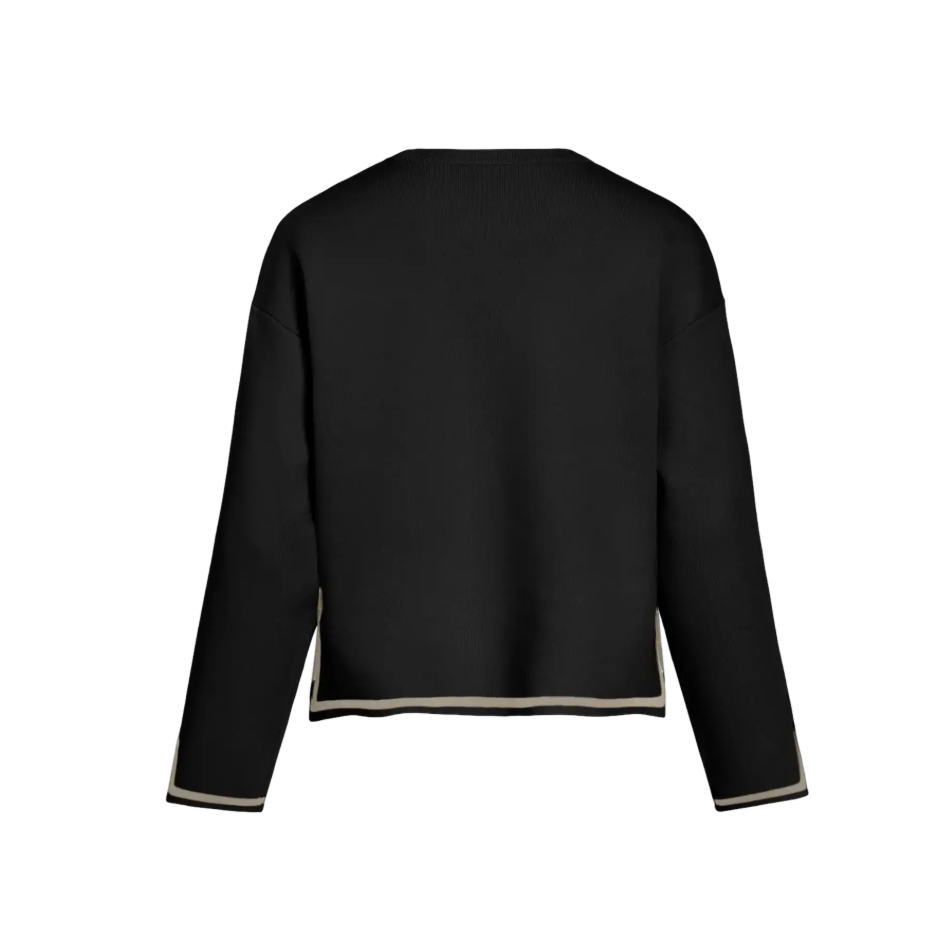 SWAY - Contrast Knit Top - Svart