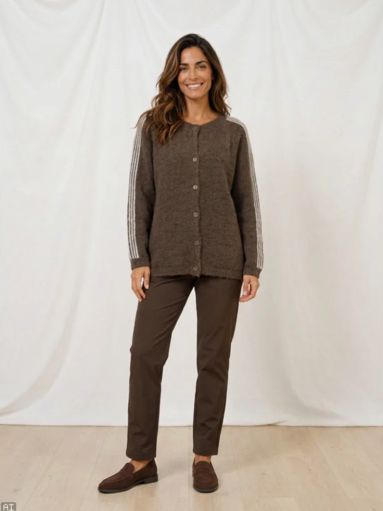 MARTA - Vellie Knit Cardigan - Brown