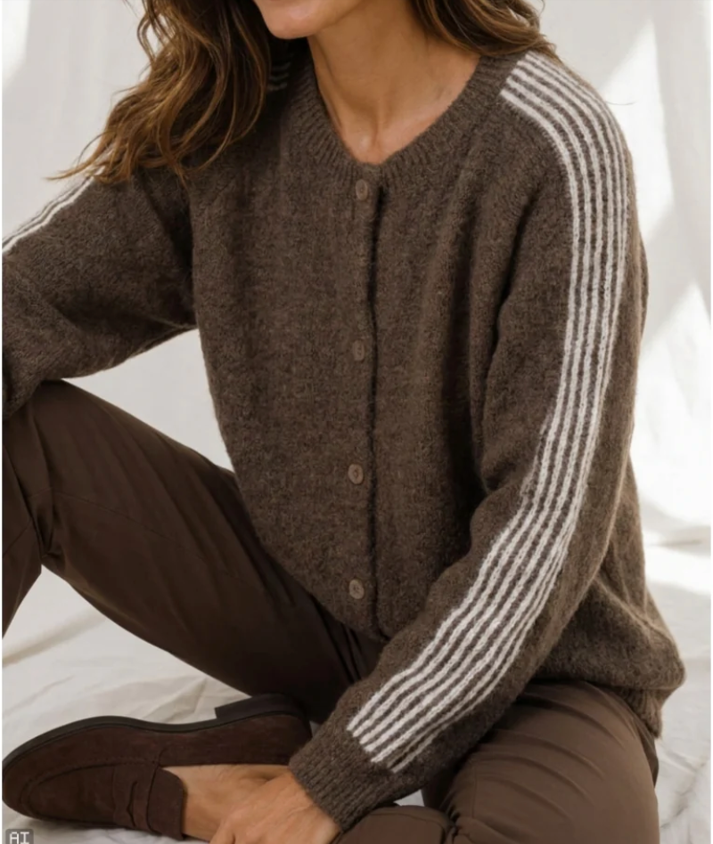 MARTA - Vellie Knit Cardigan - Brown