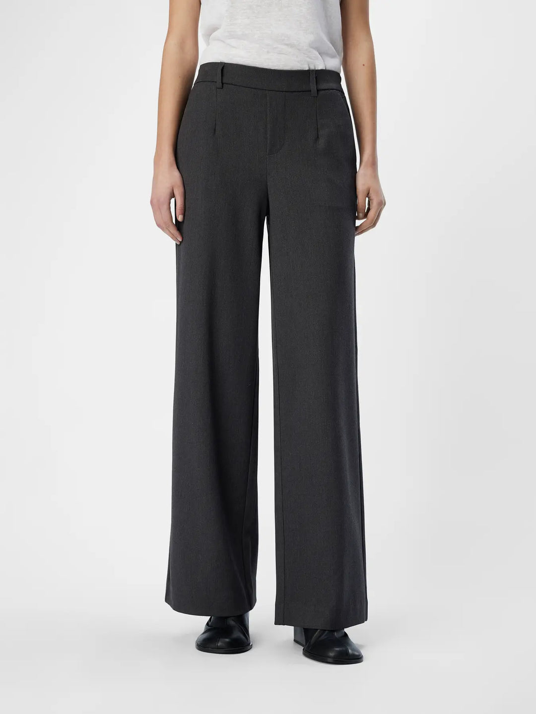LISA Wide - Suit Pants - Medium Grey Melange