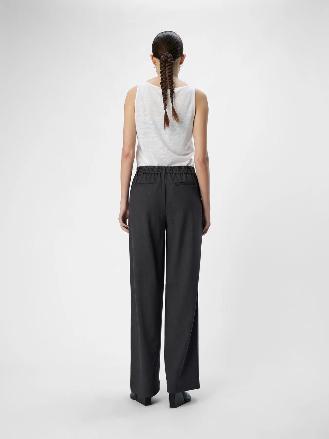 LISA Wide - Suit Pants - Medium Grey Melange