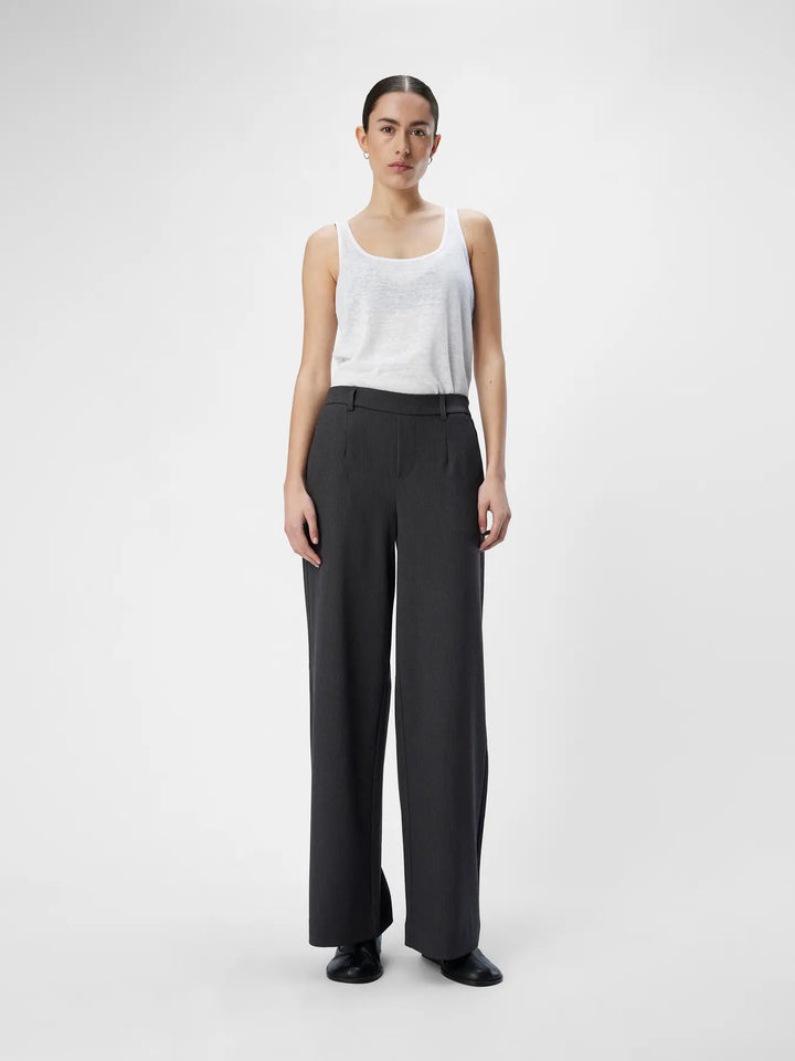 LISA Wide - Suit Pants - Medium Grey Melange