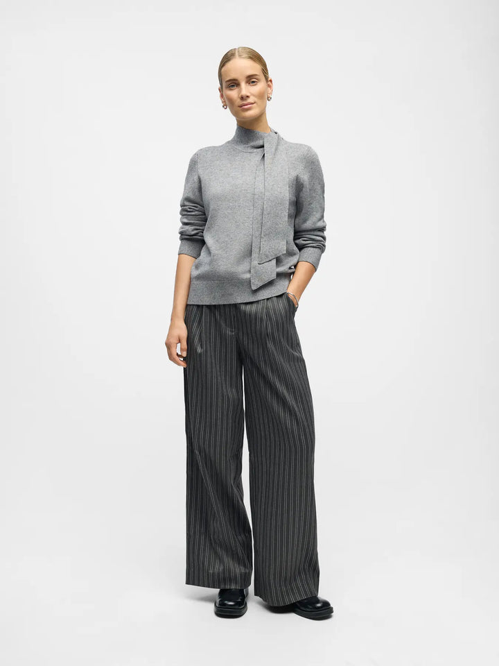 OBJECT - Thess Bow Knit Pullover - Grey