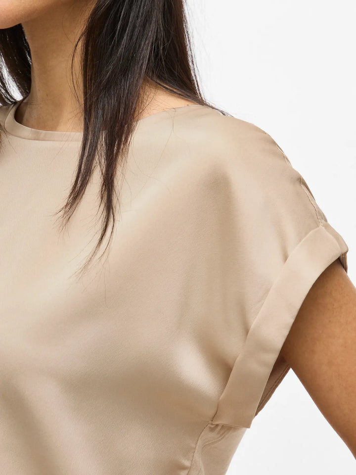 ELLETTE - Satin T-shirt - Cement
