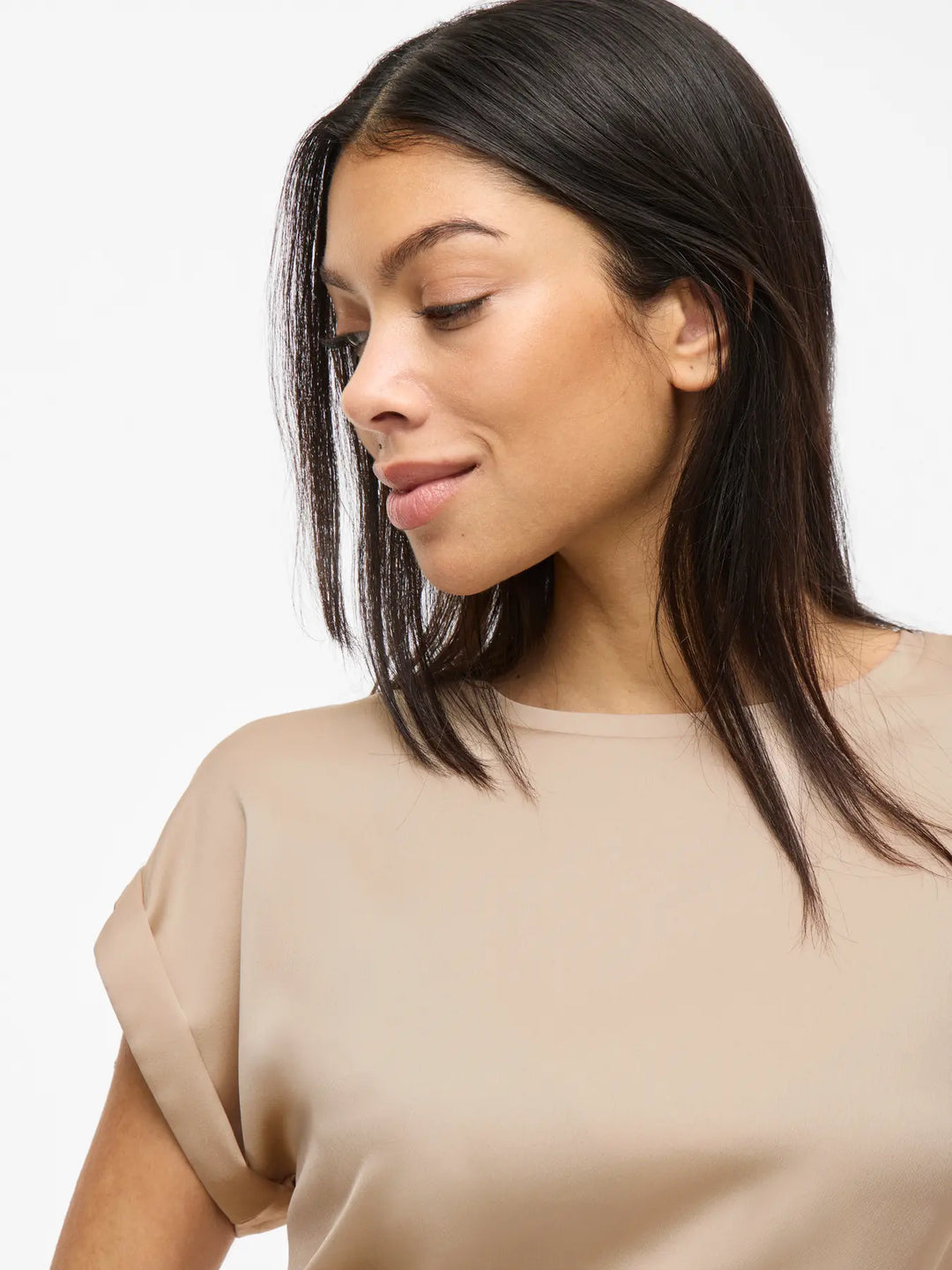 ELLETTE - Satin T-shirt - Cement