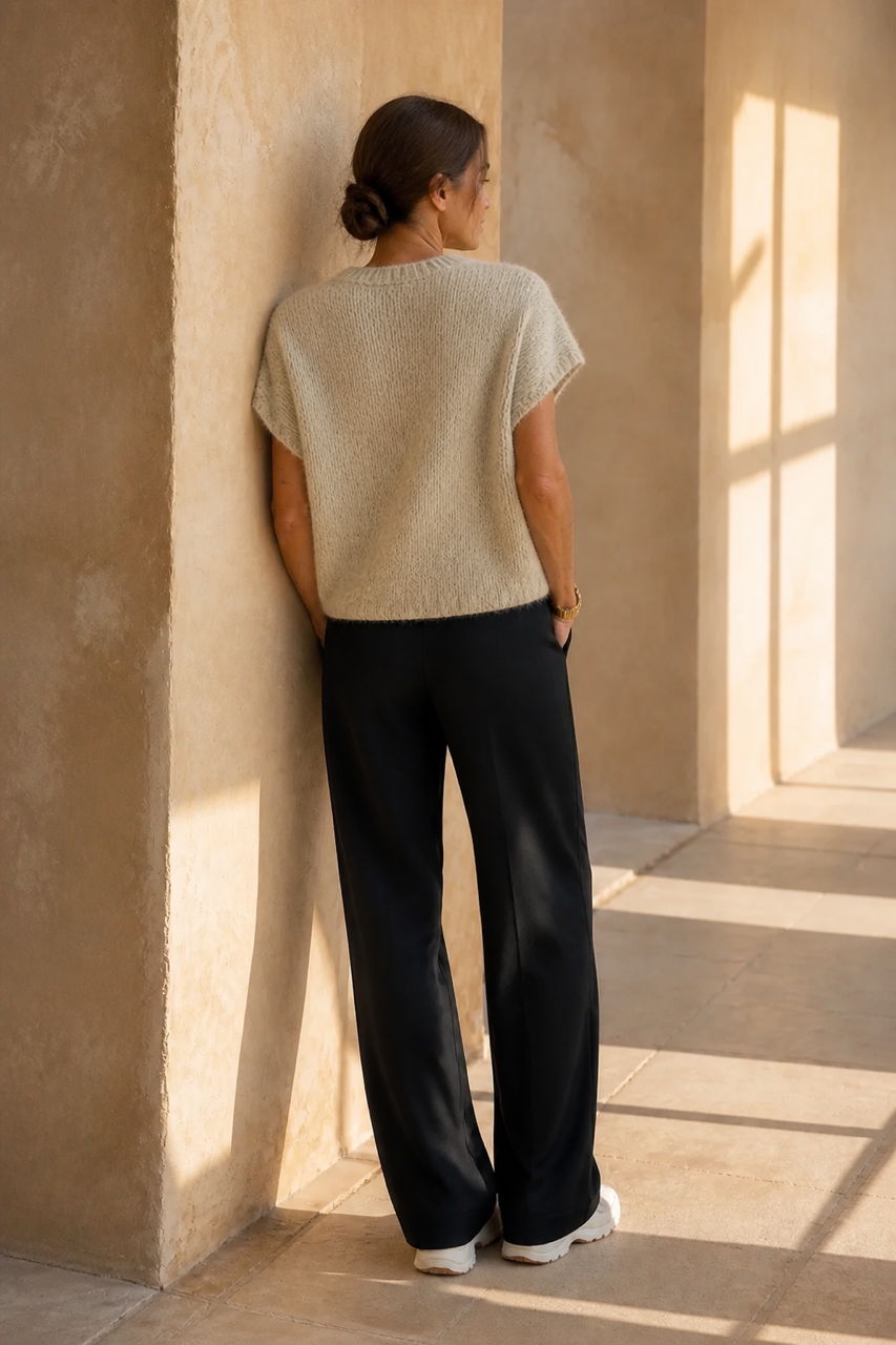 Honey & Haze - Sammie V Neck Knit Vest - Beige