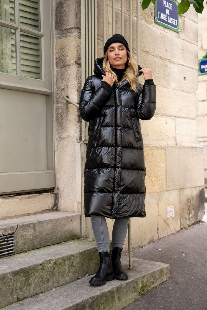 Shiny - Puffer Coat - Long Puffer Jacket - Black