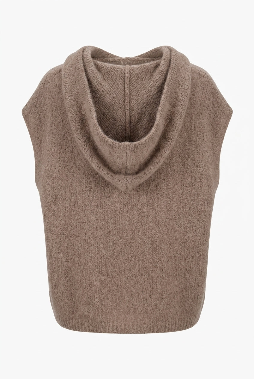 Honey & Haze - Zoé Mohair Hoodie Vest - Taupe