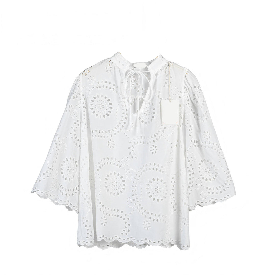 SELECTED BY KABARE - White Occasion - Broderie Anglaise Blouse