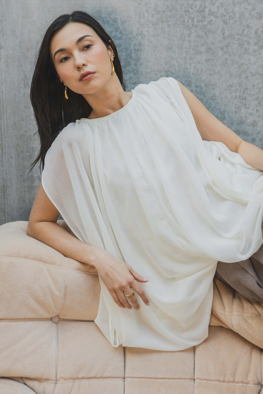 SELECTED BY KABARE - Dasha - Boho Blus - Offwhite