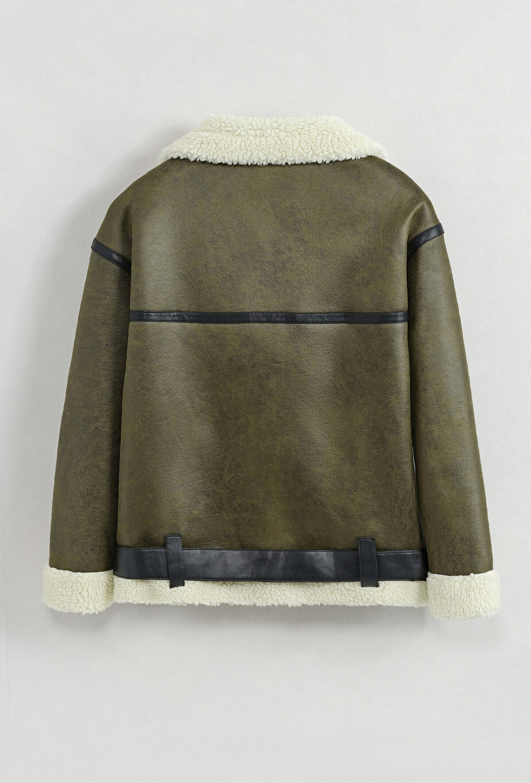 AVIATOR - Oversized Faux Leather Jacket - Army