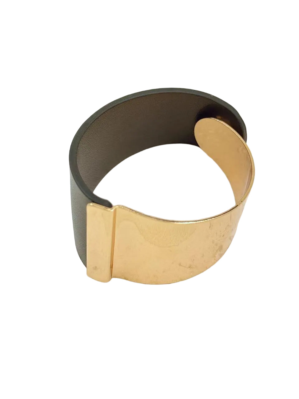 BONN - Big leather look bracelet - Army
