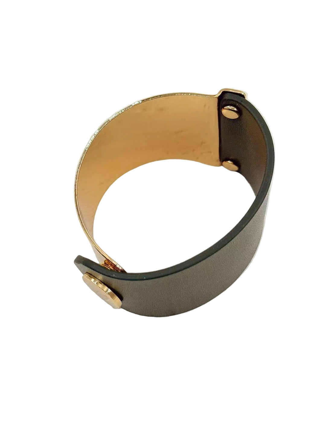 BONN - Big leather look bracelet - Army