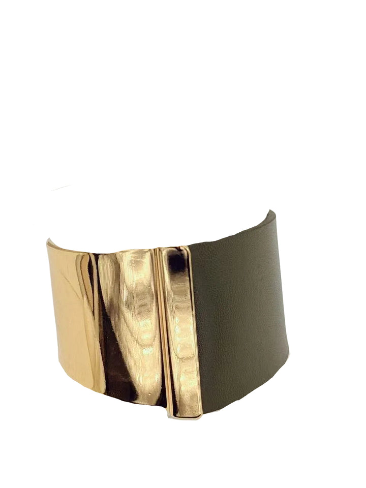 BONN - Big leather look bracelet - Army