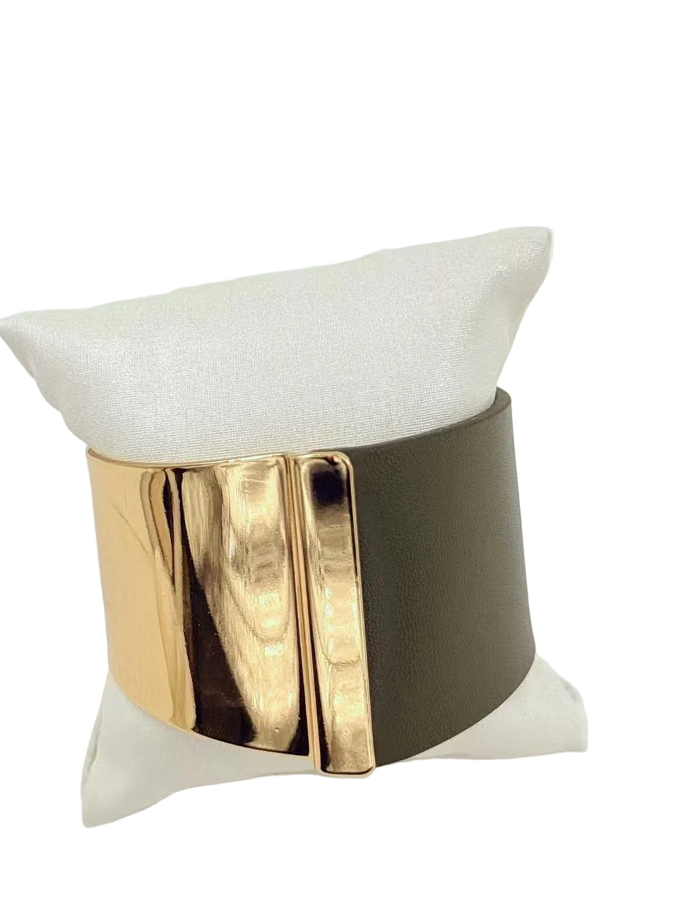 BONN - Big leather look bracelet - Army