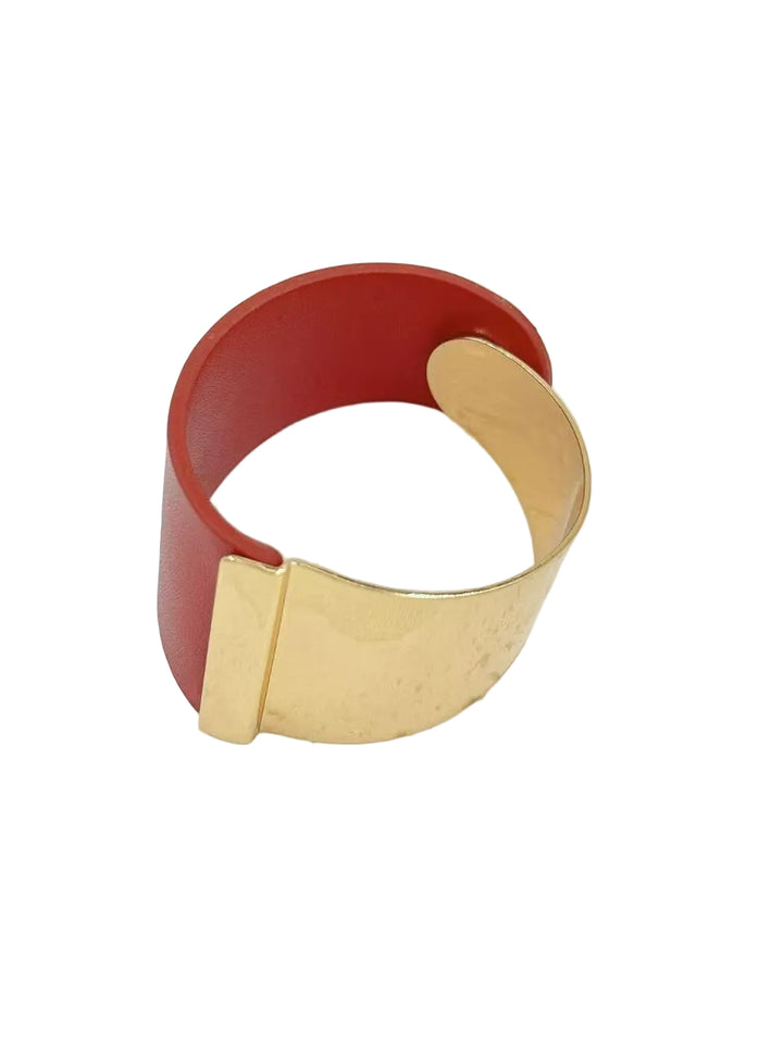 BONN - Big leather look bracelet - Red
