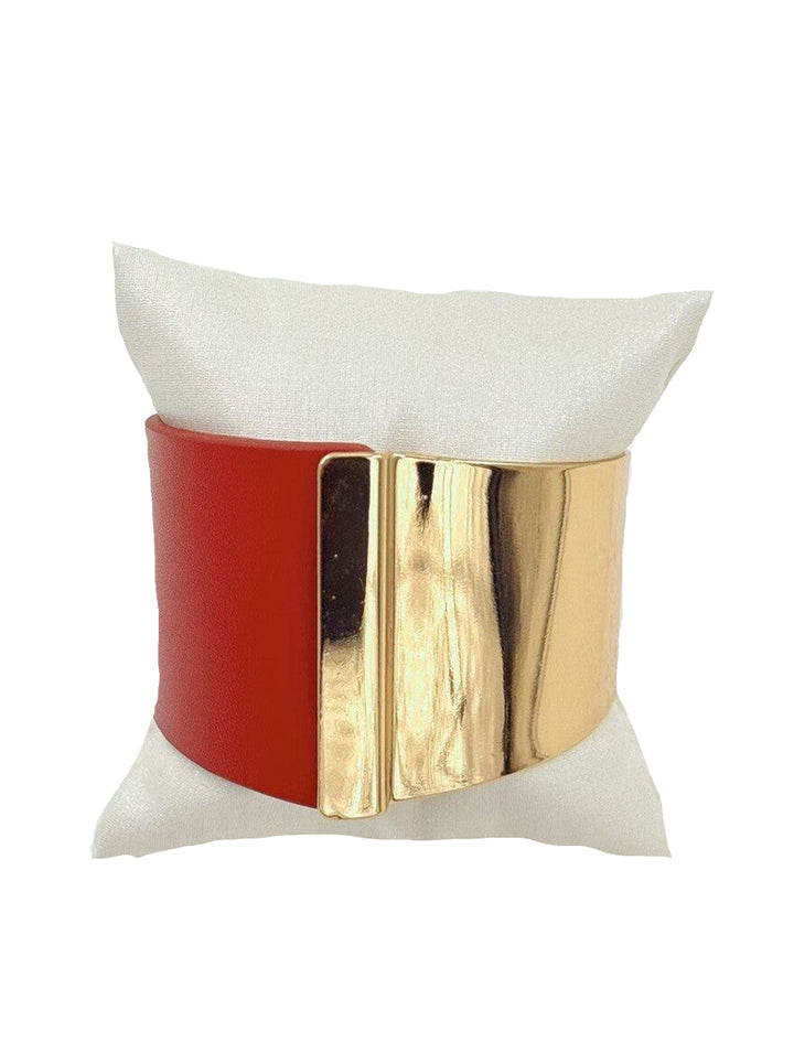 BONN - Big leather look bracelet - Red