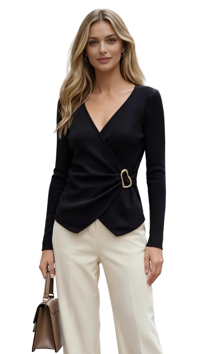 SELECTED BY KABARE - Jade - Top med guldspänne - Black