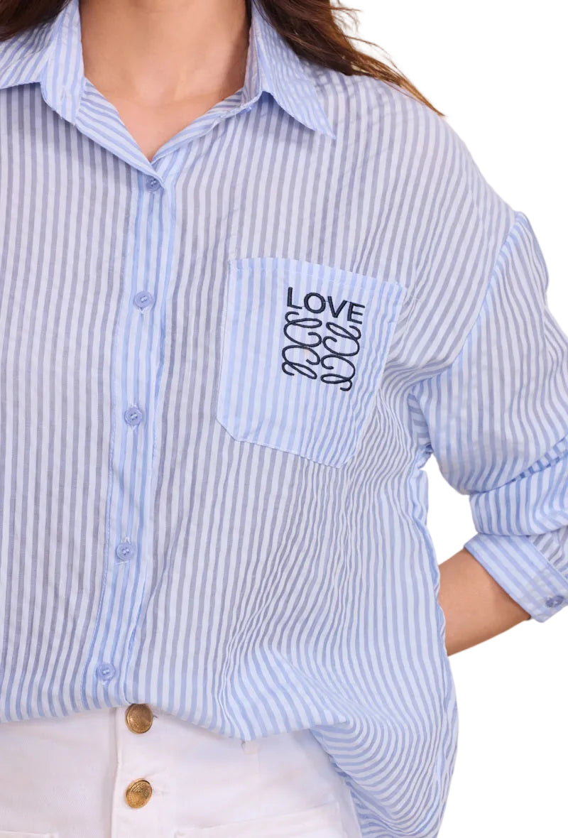 SELECTED BY KABARE - Eddie - Randig oversized skjorta