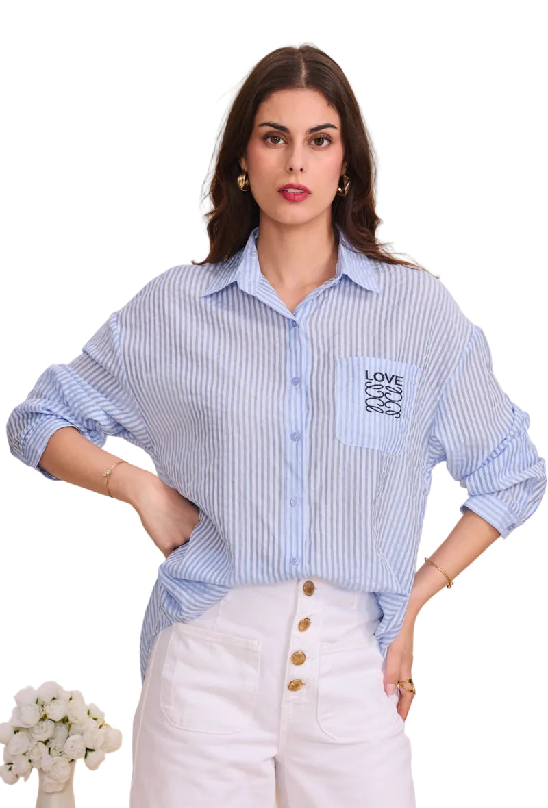 SELECTED BY KABARE - Eddie - Randig oversized skjorta