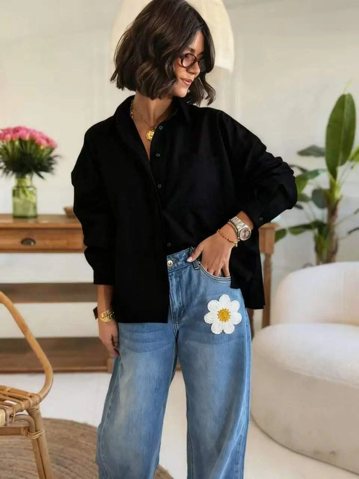 Chealsey - Pleated back Shirt - Black