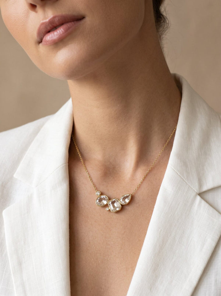 Stina - Halsband med stenar - Kristall