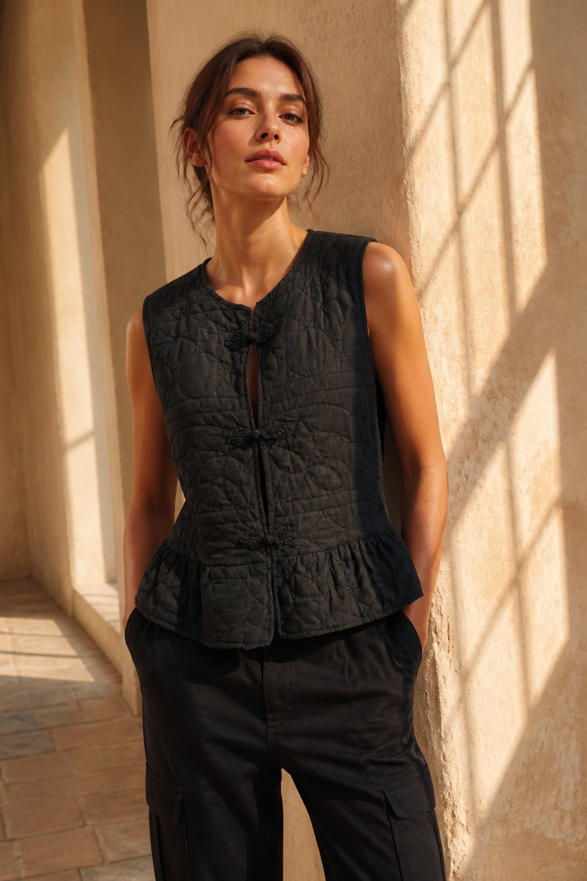 Honey & Haze - Zara Quilted Vest - Black