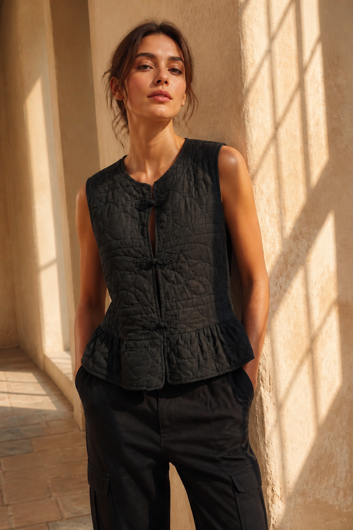 Honey & Haze - Zara Quilted Vest - Black