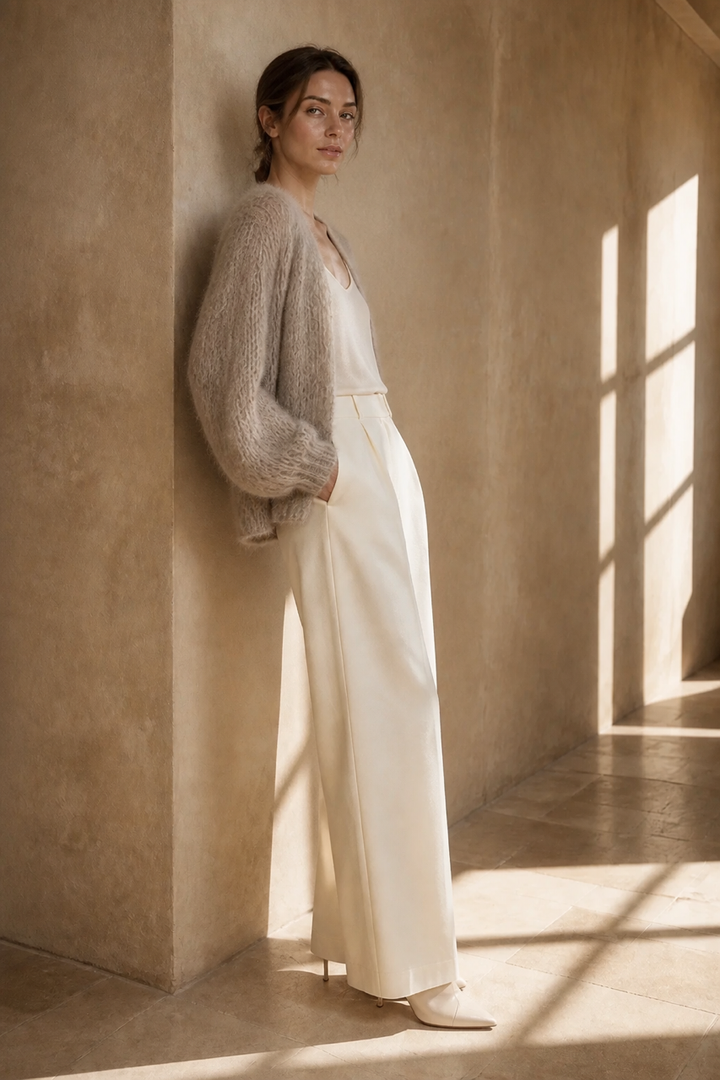 Honey & Haze - Chloé Kid Mohair Cardigan - Taupe
