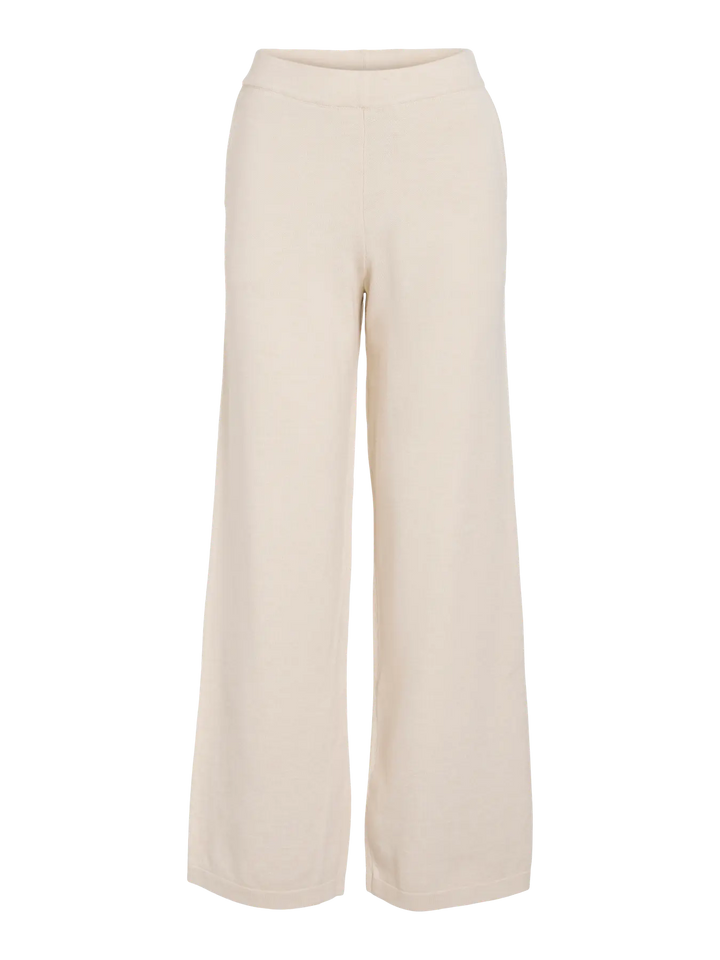 POLLY - Knit Wide Pants - Super Light Natural Melange