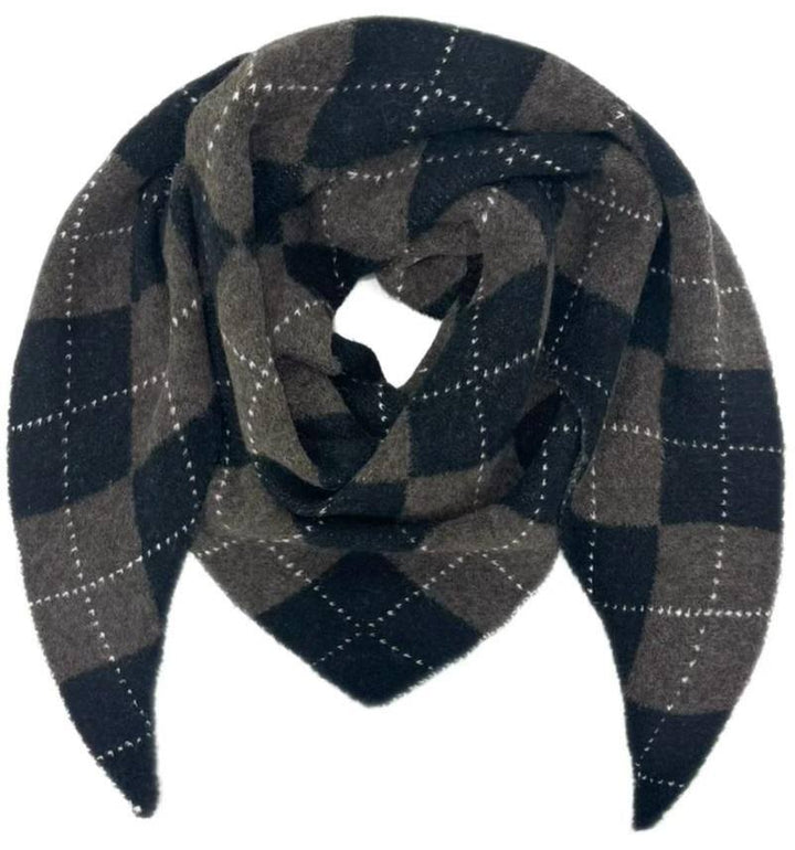 Triangel Scarf Rutig - Dark Brown