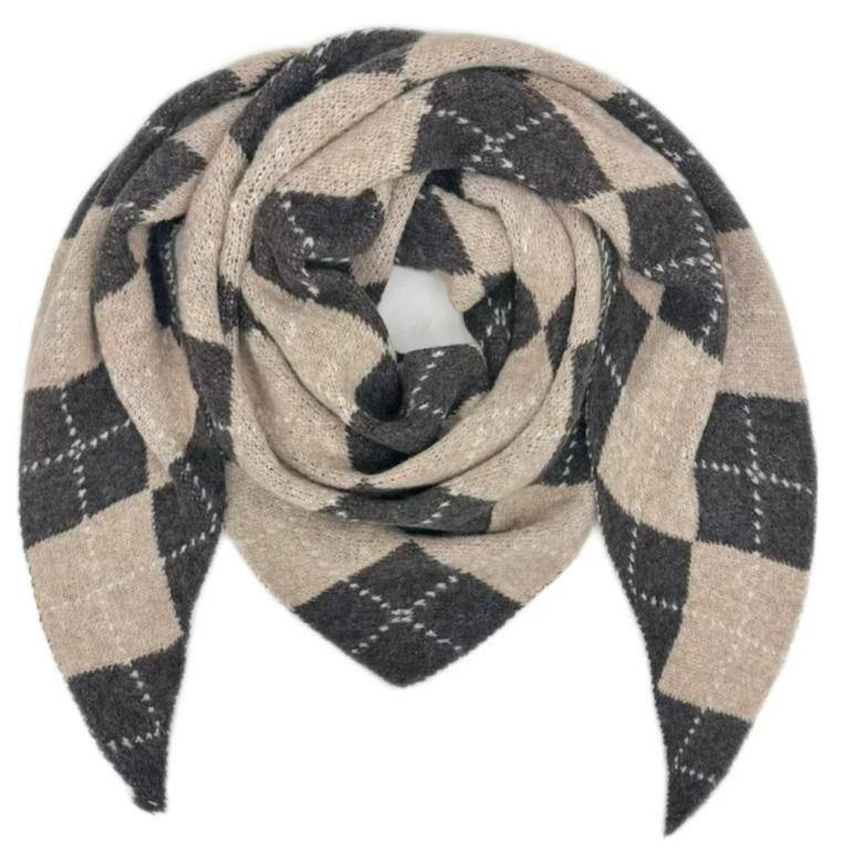 Triangel Scarf Rutig - Nougat